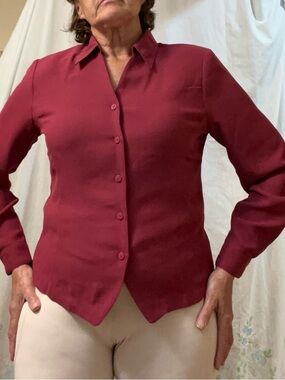 Liz Baker Button-Down Shirt in Deep Wine Red